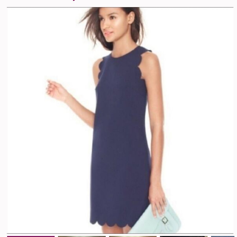 NWOT J. Crew  Navy Scallop  Dress